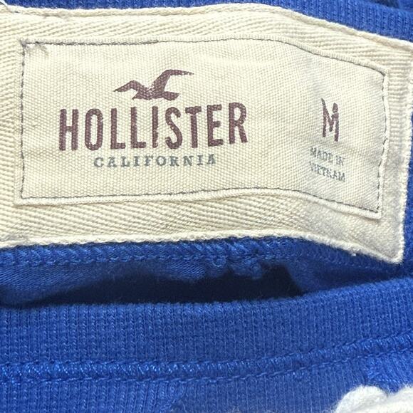 Y2K Hollister Blue Sweatpants Size M Logo Flare Leg Wide Leg Preppy Loungewear - Picture 5 of 10